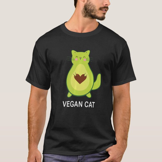 Vegan Cat Vegetarian Cat Avocato Avocat Avogato T Shirt (Framsida)
