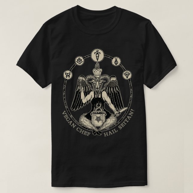 Vegan Chef Baphomet Hail Seitan Vegan Chef T Shirt (Design framsida)