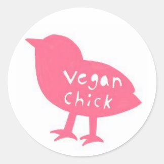 Vegan Chick Round Stickers Runt Klistermärke