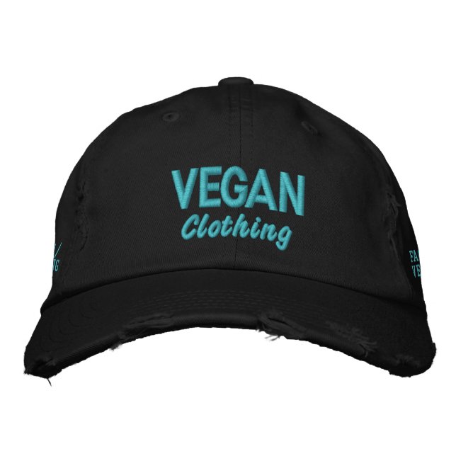 VEGAN Clothing Distress Broderad Keps (Framsida)