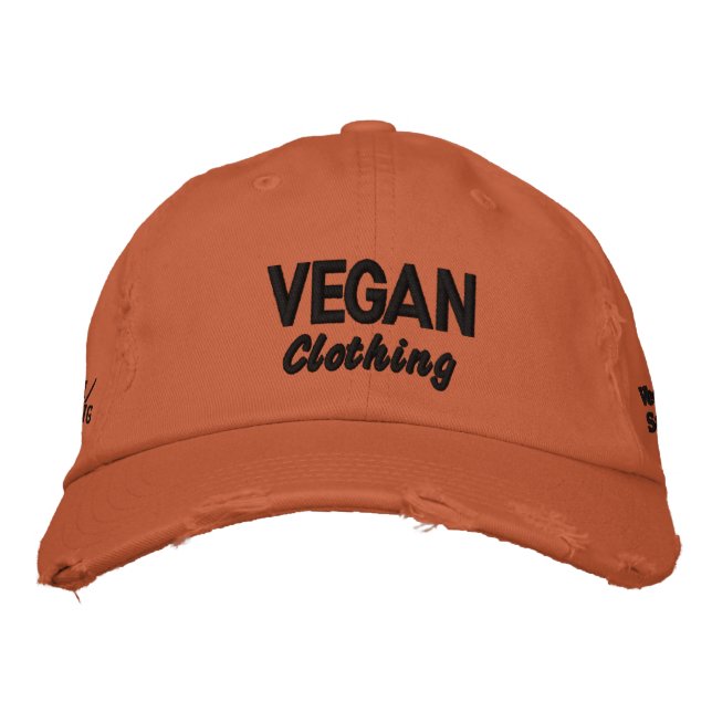 VEGAN Clothing Distress Broderad Keps (Framsida)