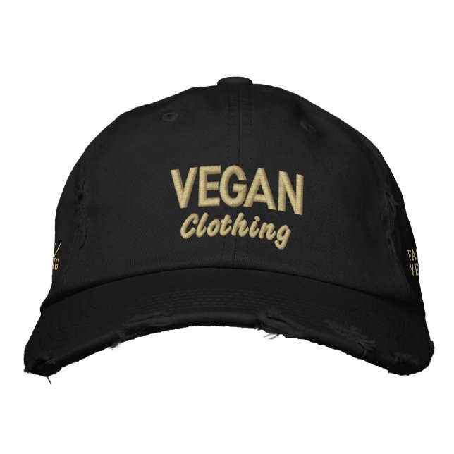 VEGAN Clothing Distress Broderad Keps (Framsida)