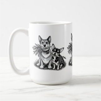 Vegan Corgi & Chihuahua med morötter Kaffemugg