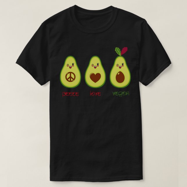 Vegan Cute Avocado T Shirt (Design framsida)