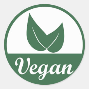Vegan Design 1 Grönt på vit Runt Klistermärke