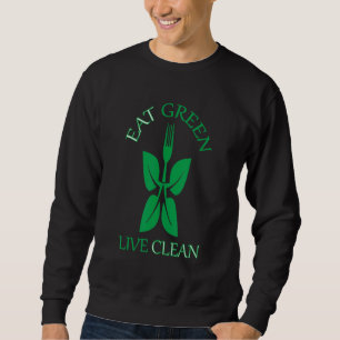 Vegan Diet Vegetables Animals tar hand om eat Grön Lång Ärmad Tröja