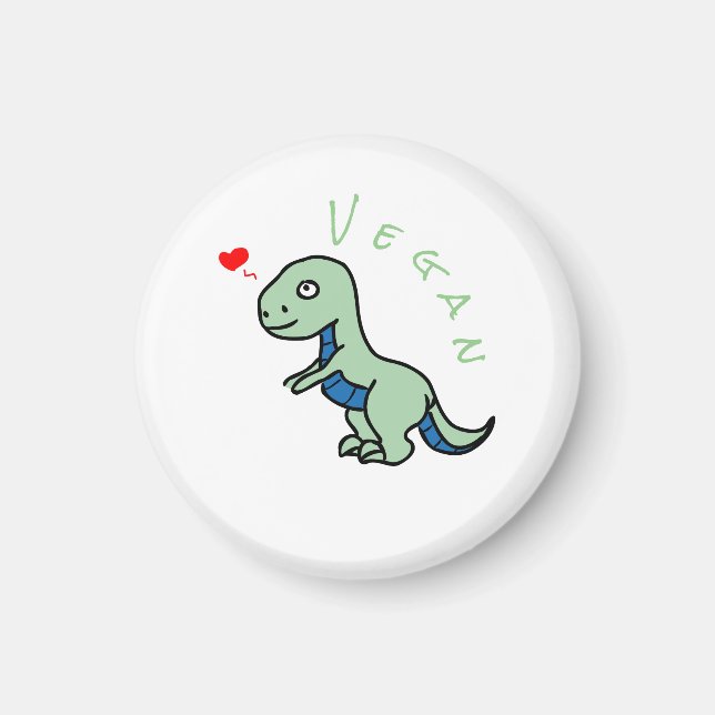 Vegan Dinosaur Kind Dino Kärlek Animals Magnet (Framsidan)
