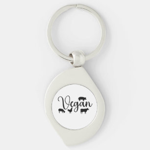 Vegan-djur Swirl Silverfärgad Nyckelring