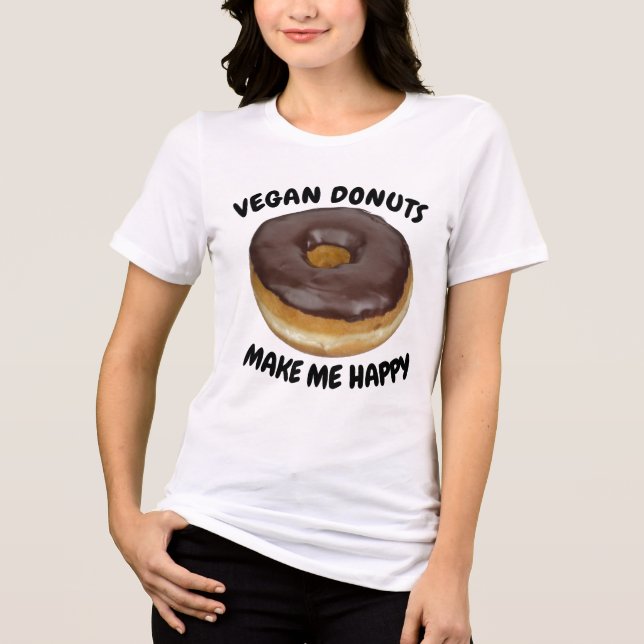 VEGAN DONUTS MAKE ME HAPPY T SHIRT (Framsida)