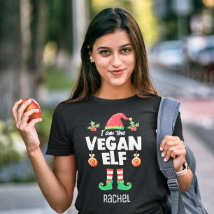 Vegan elf-familjens matchande christmas-utrustning t shirt