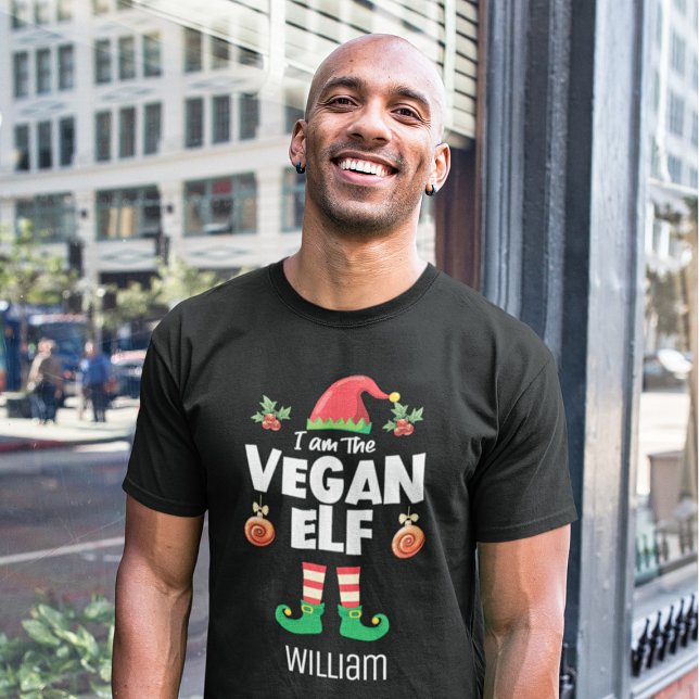Vegan elf-familjens matchande christmas-utrustning t shirt (Skapare uppladdad)