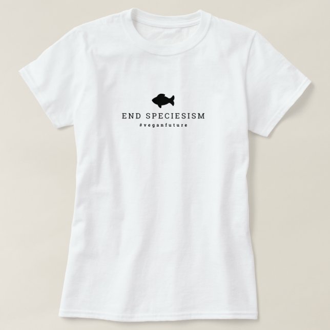 Vegan End Speciesism Minimal typografi - fisk T Shirt (Design framsida)