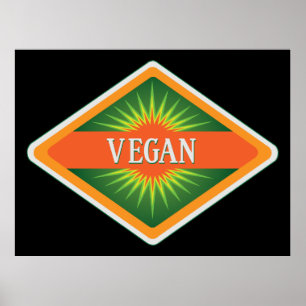Vegan Färg Logotyp Poster