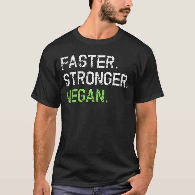 Vegan Faster Stronger Plant Based Fitness Sports G T Shirt (Framsida)