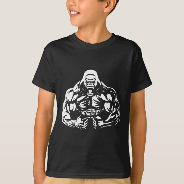 Vegan Fitness Gorilla Workout Apparel T Shirt (Framsida)