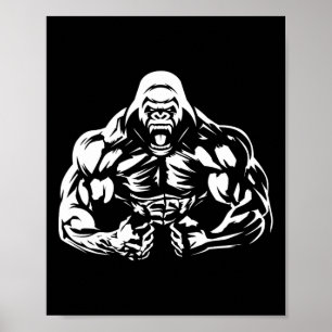 Vegan Fitness Gorilla Workout Apparel Uni-vuxnas G Poster