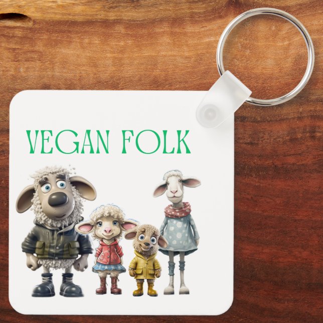 Vegan Folk Sheep-familjen Nyckelring (Baksida)
