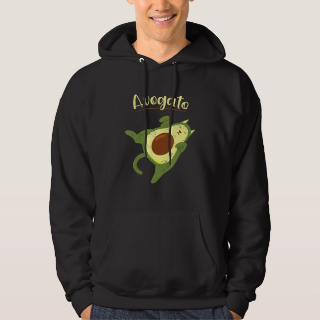 Vegan Food Avogato Innekatt Kattunge Pet for Avoc Hoodie (Framsida)