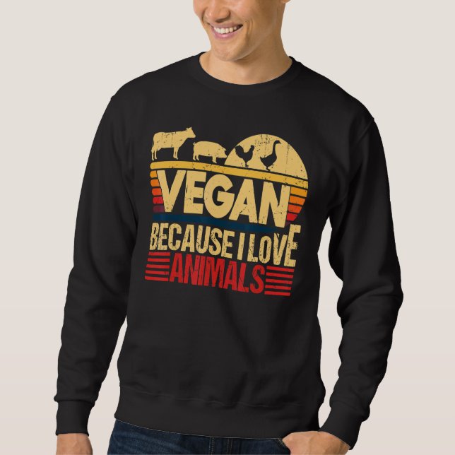 Vegan för att jag Kärlek Animals citerar Vegetaria Lång Ärmad Tröja (Framsida)