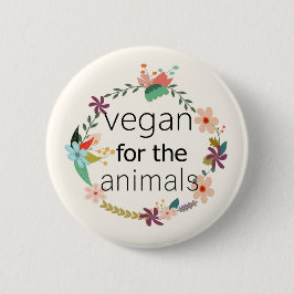 Vegan för badge.en för blom- design för djur knapp