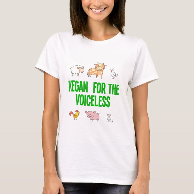 Vegan för de röstlösa söta tecknaderna t shirt (Framsida)