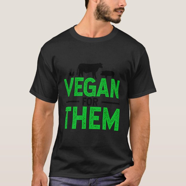 Vegan for Dem Animals Cow Gris Chicken No Kött Hea T Shirt (Framsida)
