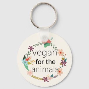 Vegan för den blom- designen för djur nyckelring