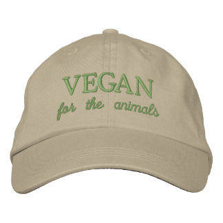 Vegan för djur beige embroiderad hat broderad keps