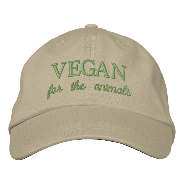 Vegan för djur beige embroiderad hat broderad keps (Framsida)