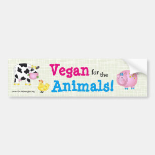 "Vegan för djuren! "med gulliga djur Bildekal