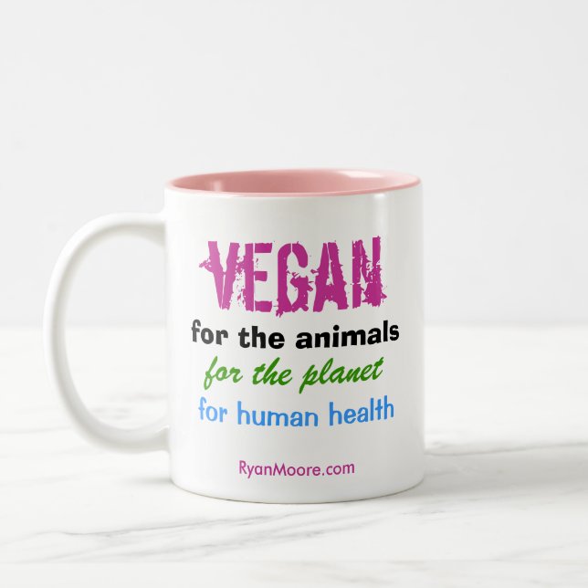Vegan för djuren Två-Tone-kaffe mugg (Vänster)