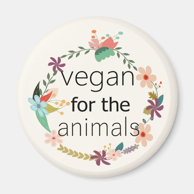 Vegan för djurens blommigt magnet (Framsidan)