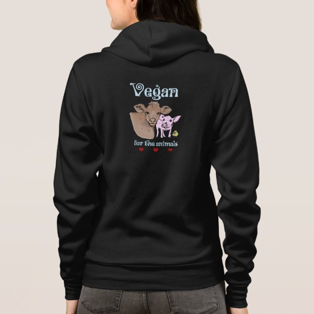 Vegan för djurhoodien tee (Baksida)