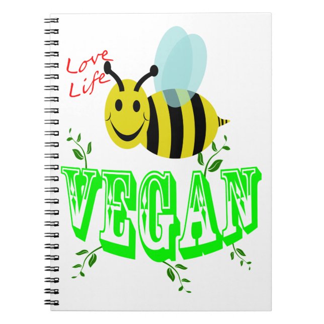 vegan för kärleklivbi anteckningsbok med spiral (Framsidan)