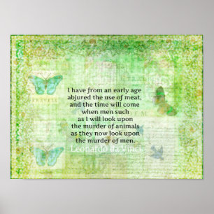 Vegan för Leonardo Da Vinci djurens Poster
