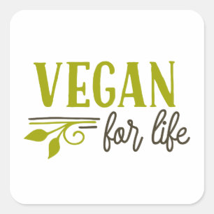 Vegan for Life Fyrkantigt Klistermärke