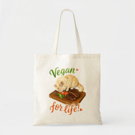 Vegan för livet Rolig katt mat älskare skämt desig Tygkasse