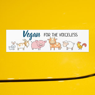 Vegan for the voiceless white with six animals bildekal