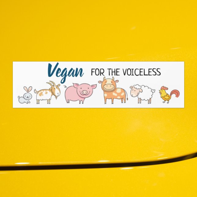 Vegan for the voiceless white with six animals bildekal (Skapare uppladdad)