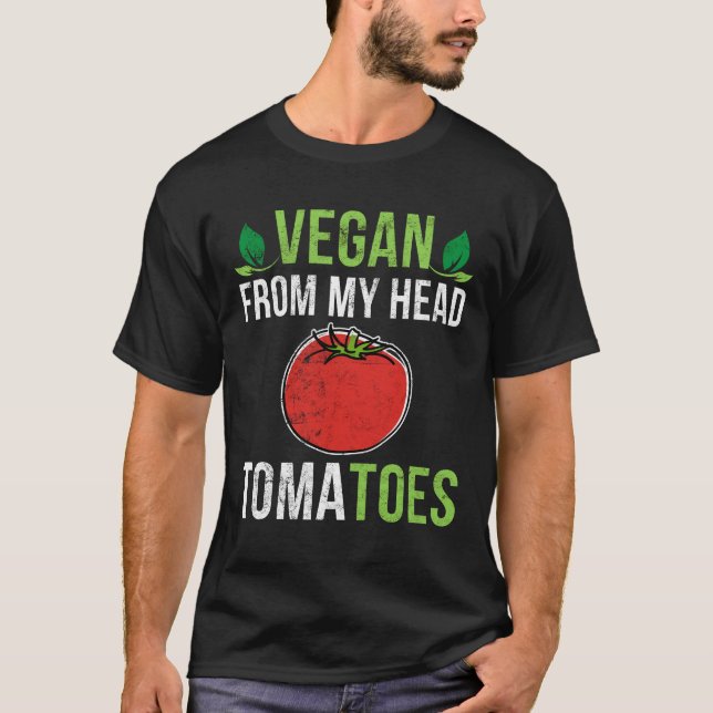 Vegan från mitt huvud, tomater, nyfilig vegetarian t shirt (Framsida)