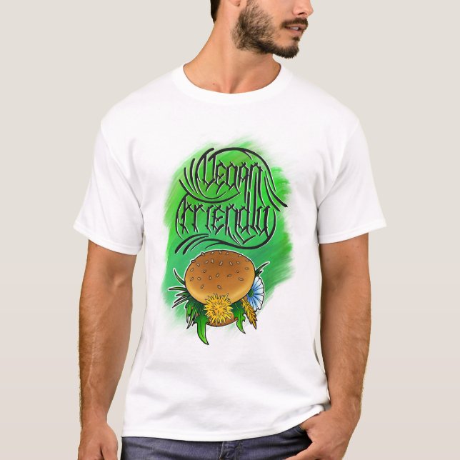 Vegan Friendly Burger T Shirt (Framsida)