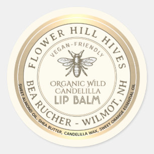 VEGAN FRIENDLY Candelilla vax Lip Balm-etikett Runt Klistermärke