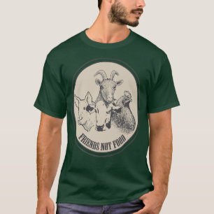 Vegan Friends not Food Vegetarian Goat Chicken Gri T Shirt