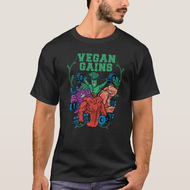 Vegan Gains Vegan Fitness T Shirt (Framsida)