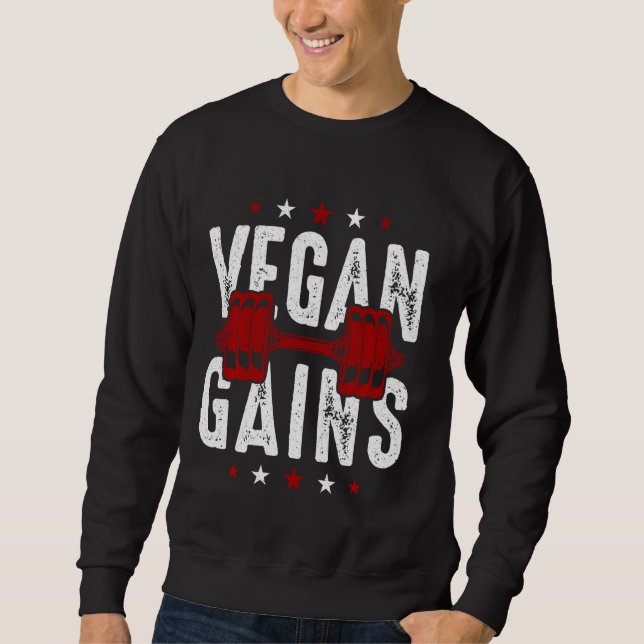 Vegan Gains Vegetarian Workout Gym Lång Ärmad Tröja (Framsida)