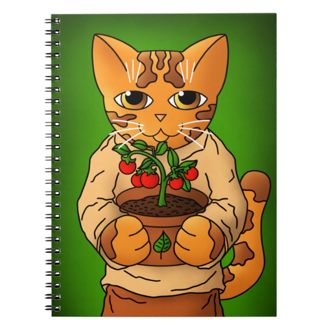Vegan Gardener Cat Anteckningsbok (Framsidan)