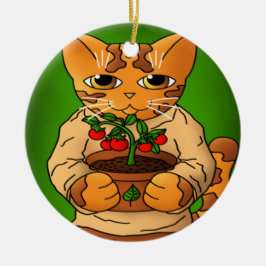 Vegan Gardener Cat Julgransprydnad Keramik