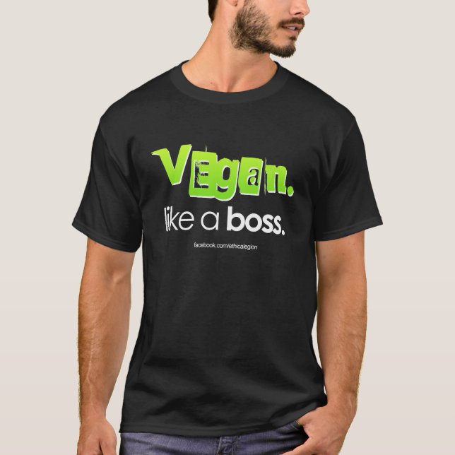 Vegan. Gilla ett framstickande T-shirt (Framsida)