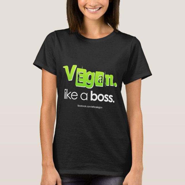 Vegan. Gilla ett framstickande Tee (Framsida)