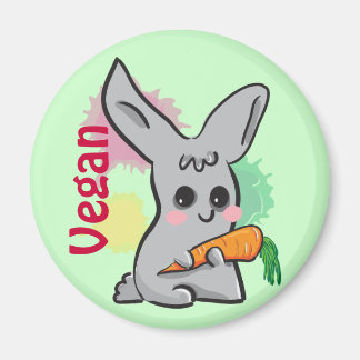 Vegan grått söt bunny med morotmagnet magnet